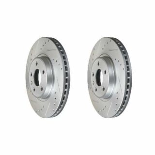 Front Cross Drilled Slotted Coated Performance Brake Rotor Set of 2