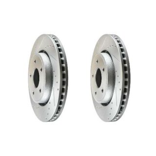 Front Cross Drilled Slotted Coated Performance Brake Rotor Set of 2