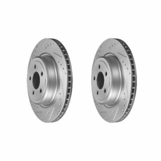 Rear Cross Drilled Slotted Coated Performance Brake Rotor Set of 2