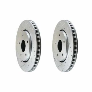 Front Cross Drilled Slotted Coated Performance Brake Rotor Set of 2