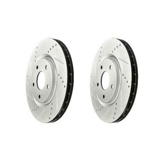 Front Cross Drilled Slotted Coated Performance Brake Rotor Set of 2