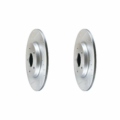 Rear Cross Drilled Slotted Coated Performance Brake Rotor Set of 2