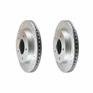 Front Cross Drilled Slotted Coated Performance Brake Rotor Set of 2