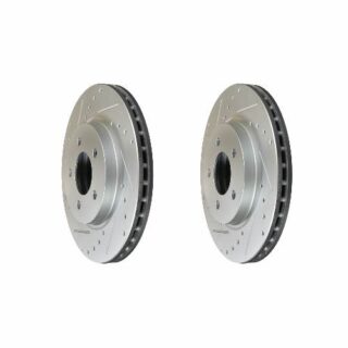Front Cross Drilled Slotted Coated Performance Brake Rotor Set of 2