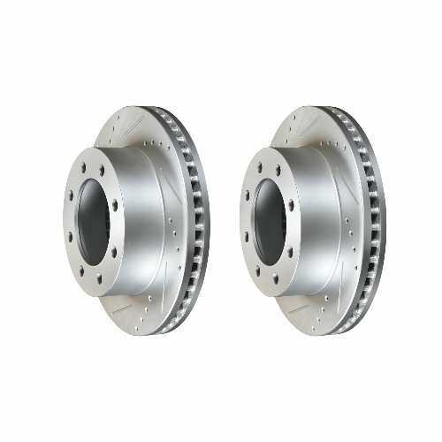 Front Cross Drilled Slotted Coated Performance Brake Rotor Set of 2