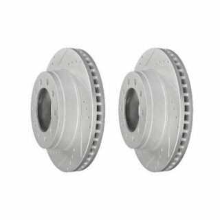 Front Cross Drilled Slotted Coated Performance Brake Rotor Set of 2
