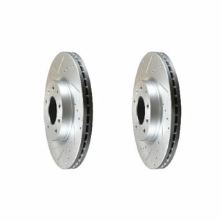 Front Cross Drilled Slotted Coated Performance Brake Rotor Set of 2