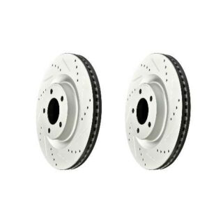 Front Cross Drilled Slotted Coated Performance Brake Rotor Set of 2
