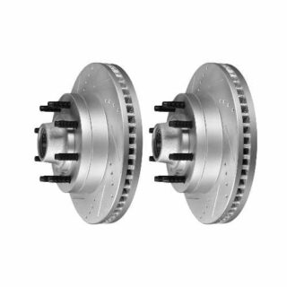 Front Cross Drilled Slotted Coated Performance Brake Rotor Set of 2