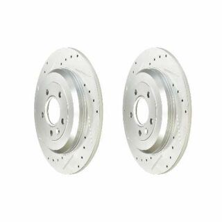 Rear Cross Drilled Slotted Coated Performance Brake Rotor Set of 2