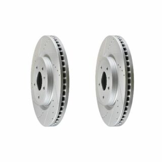 Front Cross Drilled Slotted Coated Performance Brake Rotor Set of 2