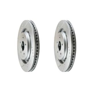 Front Cross Drilled Slotted Coated Performance Brake Rotor Set of 2