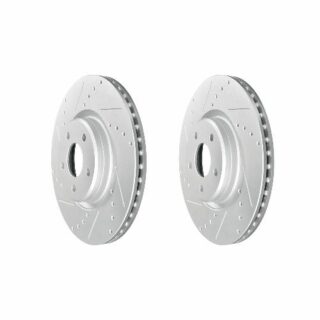 Front Cross Drilled Slotted Coated Performance Brake Rotor Set of 2