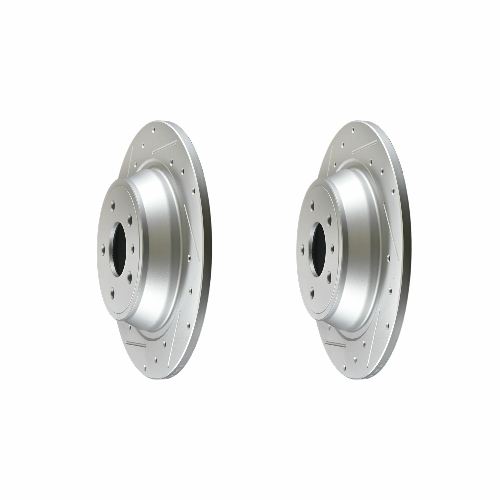 Rear Cross Drilled Slotted Coated Performance Brake Rotor Set of 2