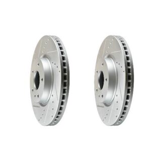 Front Cross Drilled Slotted Coated Performance Brake Rotor Set of 2