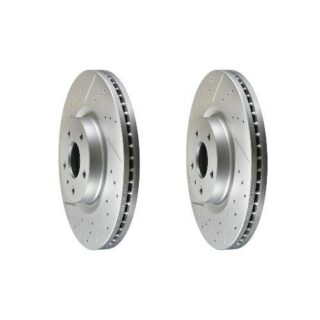 Front Cross Drilled Slotted Coated Performance Brake Rotor Set of 2