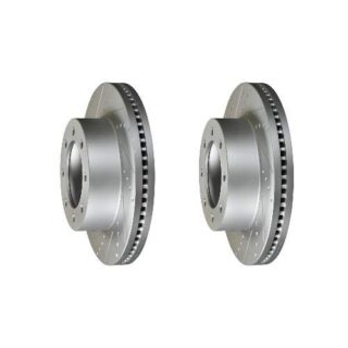 Front Cross Drilled Slotted Coated Performance Brake Rotor Set of 2
