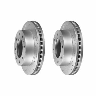 Front Cross Drilled Slotted Coated Performance Brake Rotor Set of 2