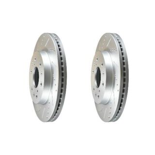 Front Cross Drilled Slotted Coated Performance Brake Rotor Set of 2