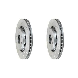 Front Cross Drilled Slotted Coated Performance Brake Rotor Set of 2