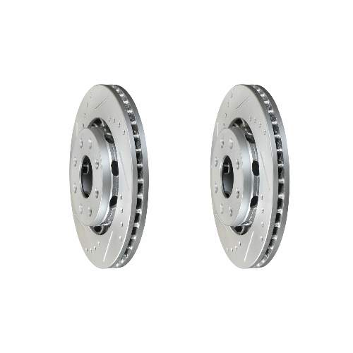 Front Cross Drilled Slotted Coated Performance Brake Rotor Set of 2