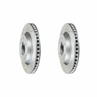 Front Cross Drilled Slotted Coated Performance Brake Rotor Set of 2