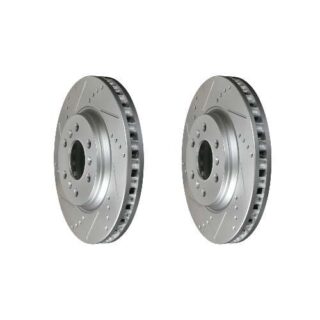 Front Cross Drilled Slotted Coated Performance Brake Rotor Set of 2