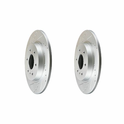 Rear Cross Drilled Slotted Coated Performance Brake Rotor Set of 2
