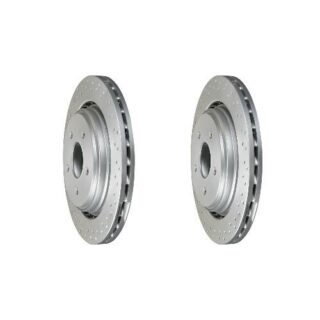 Rear Cross Drilled Slotted Coated Performance Brake Rotor Set of 2
