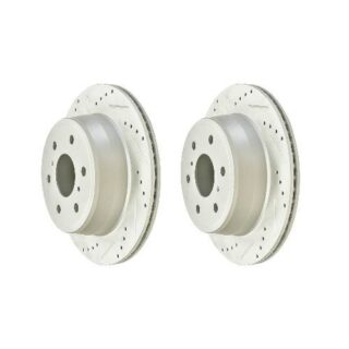 Rear Cross Drilled Slotted Coated Performance Brake Rotor Set of 2