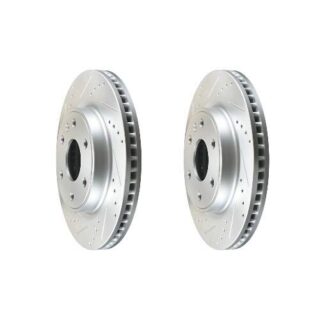 Front Cross Drilled Slotted Coated Performance Brake Rotor Set of 2