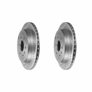 Rear Cross Drilled Slotted Coated Performance Brake Rotor Set of 2
