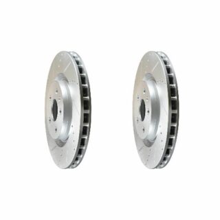 Front Cross Drilled Slotted Coated Performance Brake Rotor Set of 2