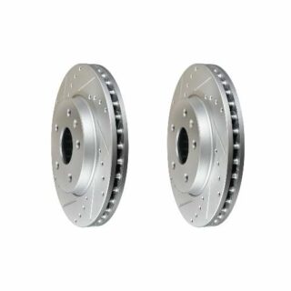 Front Cross Drilled Slotted Coated Performance Brake Rotor Set of 2