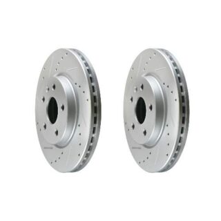 Front Cross Drilled Slotted Coated Performance Brake Rotor Set of 2