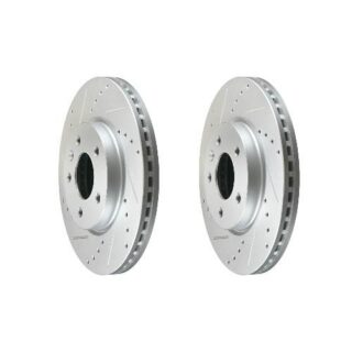 Front Cross Drilled Slotted Coated Performance Brake Rotor Set of 2