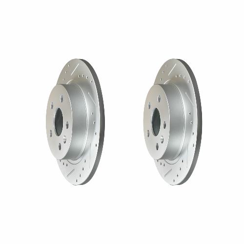 Rear Cross Drilled Slotted Coated Performance Brake Rotor Set of 2