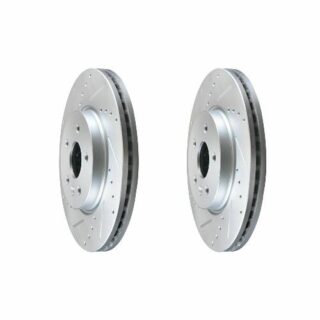Front Cross Drilled Slotted Coated Performance Brake Rotor Set of 2
