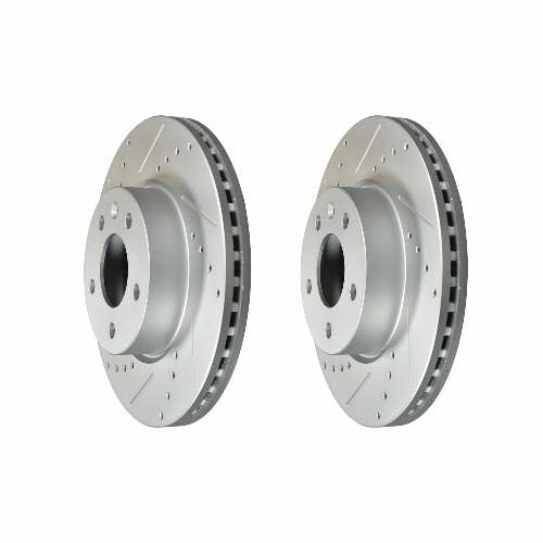 Front Cross Drilled Slotted Coated Performance Brake Rotor Set of 2