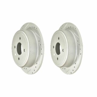 Rear Cross Drilled Slotted Coated Performance Brake Rotor Set of 2