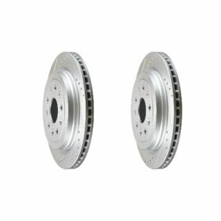 Rear Cross Drilled Slotted Coated Performance Brake Rotor Set of 2