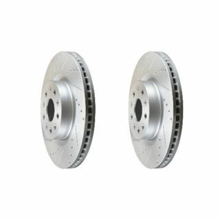 Front Cross Drilled Slotted Coated Performance Brake Rotor Set of 2