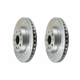Front Cross Drilled Slotted Coated Performance Brake Rotor Set of 2