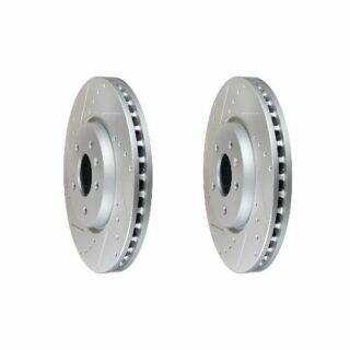 Front Cross Drilled Slotted Coated Performance Brake Rotor Set of 2