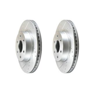 Front Cross Drilled Slotted Coated Performance Brake Rotor Set of 2