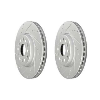 Front Cross Drilled Slotted Coated Performance Brake Rotor Set of 2