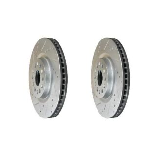 Front Cross Drilled Slotted Coated Performance Brake Rotor Set of 2