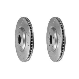 Front Cross Drilled Slotted Coated Performance Brake Rotor Set of 2