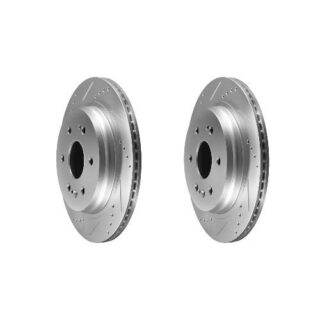 Rear Cross Drilled Slotted Coated Performance Brake Rotor Set of 2