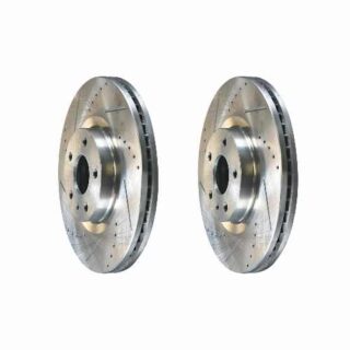 Front Cross Drilled Slotted Coated Performance Brake Rotor Set of 2